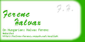 ferenc halvax business card
